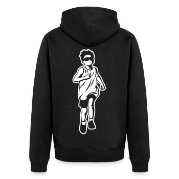Little Runner - Unisex Premium Organic Zip Hoodie - black - Back - Nico (187cm)