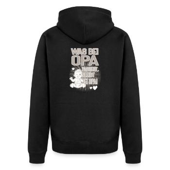 Was bei Opa passiert bleibt bei Opa - Unisex Premium Bio Zip Hoodie - Schwarz - Hinten - Nico (187cm)