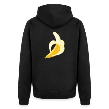 Leuchtend gelbe Banane – geschältes Motiv - Unisex Premium Bio Zip Hoodie - Schwarz - Hinten - Nico (187cm)