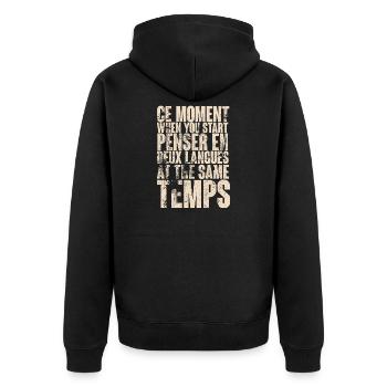 L'inspiration par la pensée bilingue - Veste à capuche bio Premium Unisexe - noir - Dos - Nico (187cm)