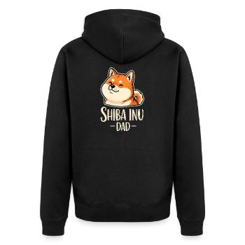 Shiba Inu Dad Cartoon Hundepapa Geschenk - Unisex Premium Bio Zip Hoodie - Schwarz - Hinten - Nico (187cm)