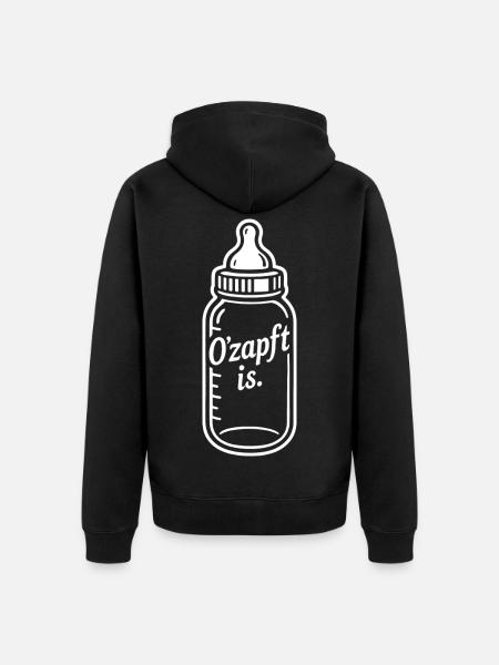 Baby Bottle Drinking Breastfeeding O'zapft is - Unisex Premium Organic Zip Hoodie - black
