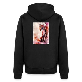 Red Watercolor Dragon - Unisex Premium Organic Zip Hoodie - black - Back - Nico (187cm)