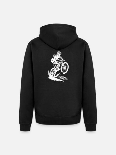 Energischer Mountainbike-Kunst-Radfahrer - Unisex Premium Bio Zip Hoodie - Schwarz