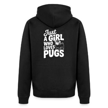 Just a Girl Who Loves Pugs - Unisex Premium Organic Zip Hoodie - black - Back - Nico (187cm)