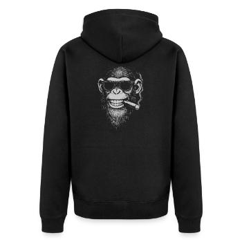 Singe souriant avec des lunettes de soleil Fumer un cigare - Veste à capuche bio Premium Unisexe - noir - Dos - Nico (187cm)