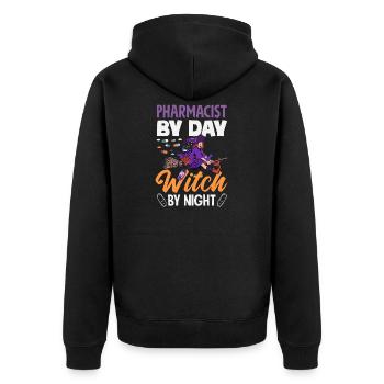 Apotheker Pharmazeutisch-technischer - Unisex Premium Bio Zip Hoodie - Schwarz - Hinten - Nico (187cm)