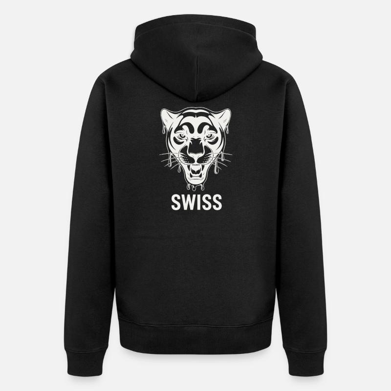 Tropfender Tigerkopf Schweizer Stil - Unisex Premium Bio Zip Hoodie - Schwarz