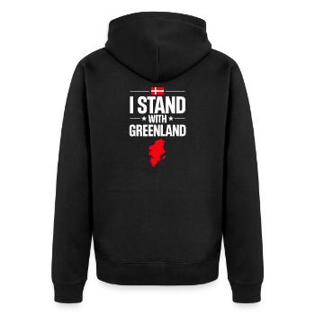 Greenland Flag Card Support - Unisex Premium Organic Zip Hoodie - black - Back - Nico (187cm)
