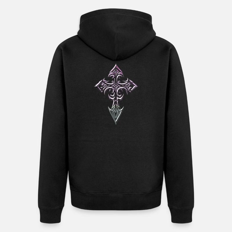 Glyphe de croix gothique en dégradé - Veste à capuche bio Premium Unisexe - noir