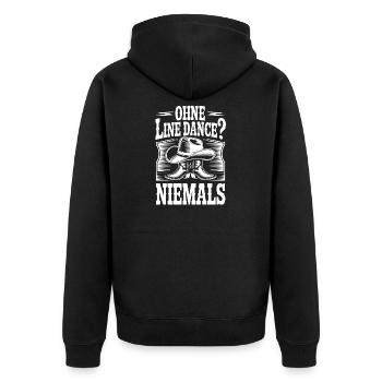 Line Dance Passion - Unisex Premium Bio Zip Hoodie - Schwarz - Hinten - Nico (187cm)