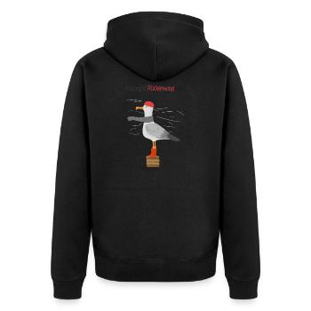 Freitag Rückenwind Möwe Minimalistischer Spruch - Unisex Premium Bio Zip Hoodie - Schwarz - Hinten - Nico (187cm)