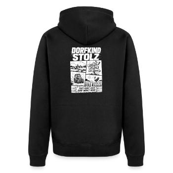 Dorfkind Lifestyle Humor Landleben - Unisex Premium Bio Zip Hoodie - Schwarz - Hinten - Nico (187cm)