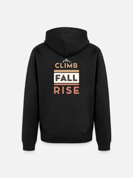 Bergaufstieg, Fall- und Aufstieg - Unisex Premium Bio Zip Hoodie - Schwarz