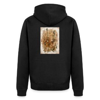Poppy Stems on Earth Tones - Unisex Premium Organic Zip Hoodie - black - Back - Nico (187cm)