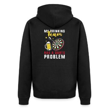 Dart Dartboard Dartpfeil - Unisex Premium Bio Zip Hoodie - Schwarz - Hinten - Nico (187cm)