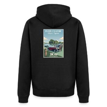 Insel Classic Uhyst Spree Oldtimer30er Vintage Car - Unisex Premium Bio Zip Hoodie - Schwarz - Hinten - Nico (187cm)