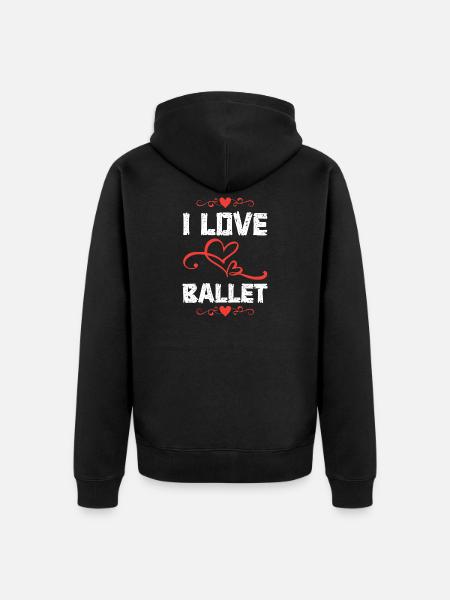 Ich liebe Ballet Schrift - Unisex Premium Bio Zip Hoodie - Schwarz