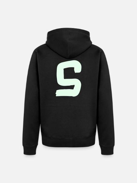 buchstabe_S- - Unisex Premium Bio Zip Hoodie - Schwarz
