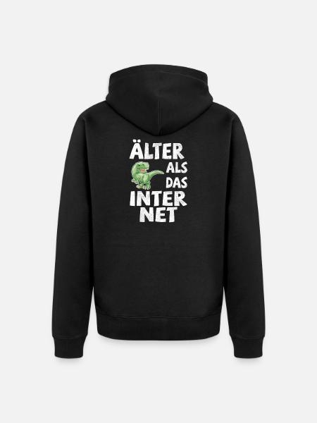Älter als das Internet - Dino - Unisex Premium Bio Zip Hoodie - Schwarz