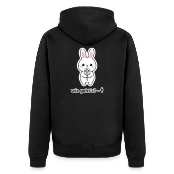 wie geht's? – Hase mit Blume Meme - Unisex Premium Bio Zip Hoodie - Schwarz - Hinten - Nico (187cm)