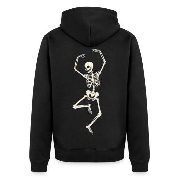 Tanzendes Skelett - Unisex Premium Bio Zip Hoodie - Schwarz - Hinten - Nico (187cm)