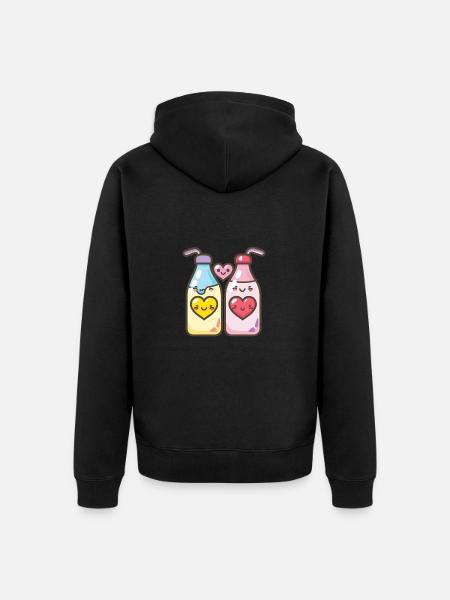 Milch Paar Liebe Herz Lustig - Unisex Premium Bio Zip Hoodie - Schwarz