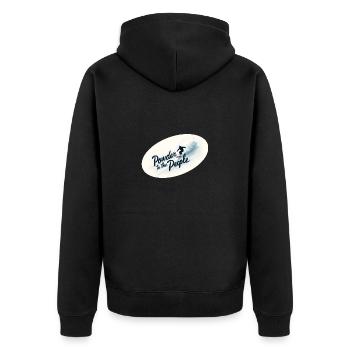 Powder to the People – Snowboard & Powder - Unisex Premium Bio Zip Hoodie - Schwarz - Hinten - Nico (187cm)