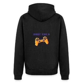 Indie Child Pixel Gaming Shirt Herren Damen - Unisex Premium Bio Zip Hoodie - Schwarz - Hinten - Nico (187cm)
