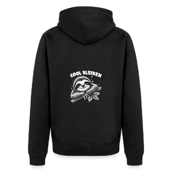 Süßes schläfriges Faultier immer mit der Ruhe - Unisex Premium Bio Zip Hoodie - Schwarz - Hinten - Nico (187cm)