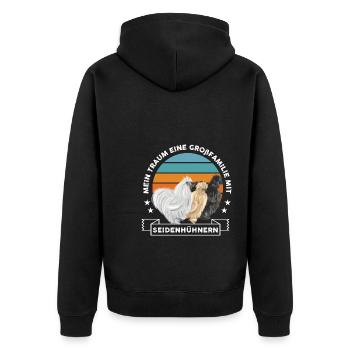 Seidenhühner Großfamilie Seidenhuhn Züchterin - Unisex Premium Bio Zip Hoodie - Schwarz - Hinten - Nico (187cm)
