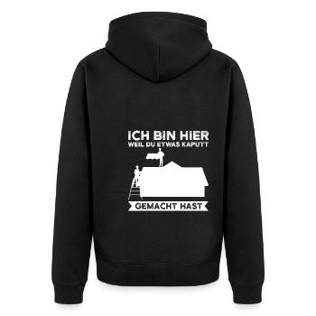 Dachdecker Beruf Dachdeckerei Geschenk - Unisex Premium Bio Zip Hoodie - Schwarz - Hinten - Nico (187cm)