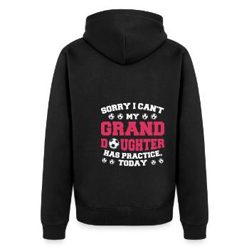 Fußball Oma Enkelin Fußball Oma Sport Geschenk - Unisex Premium Bio Zip Hoodie - Schwarz - Hinten - Nico (187cm)