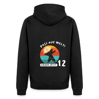 12.Geburtstag Dabbing 12 Jahre alt Geschenk - Unisex Premium Bio Zip Hoodie - Schwarz - Hinten - Nico (187cm)