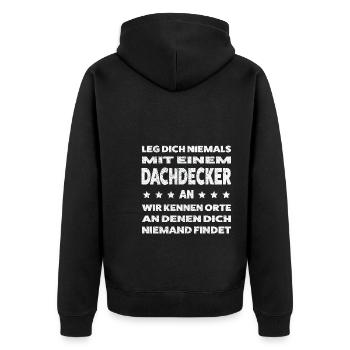 Dachdecker Beruf Dachdeckerei Geschenk - Unisex Premium Bio Zip Hoodie - Schwarz - Hinten - Nico (187cm)