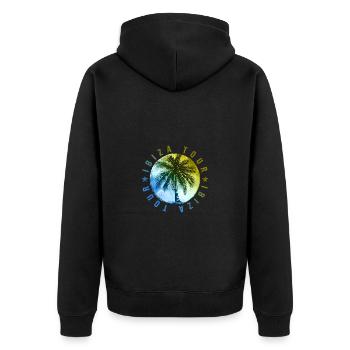 Ibiza Tour Urlaub - Unisex Premium Bio Zip Hoodie - Schwarz - Hinten - Nico (187cm)