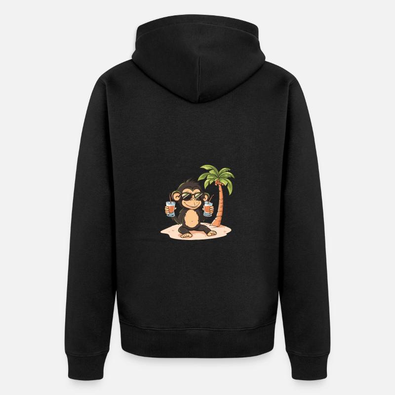 Affe Insel Sommer Palme - Unisex Premium Bio Zip Hoodie - Schwarz