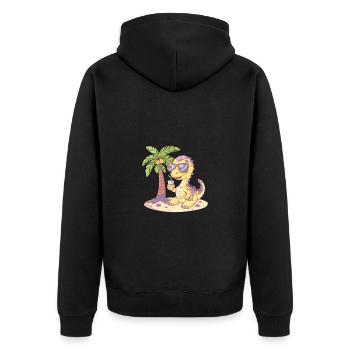 Dinosaur brontosaurus summer - Unisex Premium Organic Zip Hoodie - black - Back - Nico (187cm)