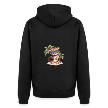 Palmier d’été de l’île Leopard - Veste à capuche bio Premium Unisexe - noir - Dos - Nico (187cm)