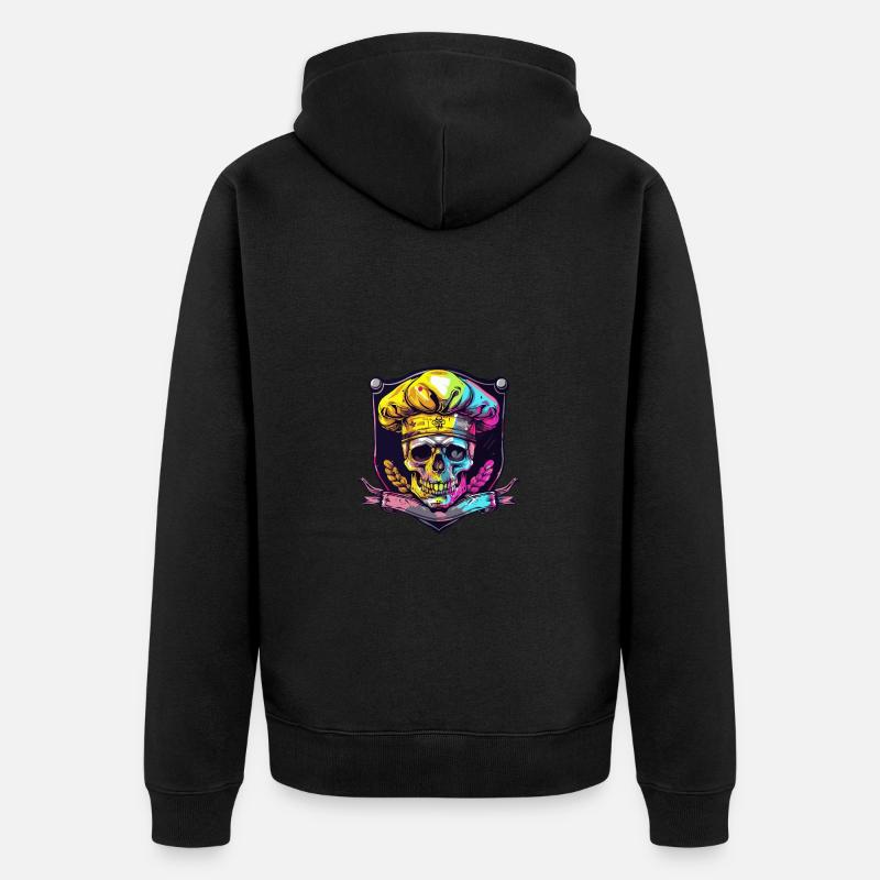 Chef squelette de crâne - Veste à capuche bio Premium Unisexe - noir