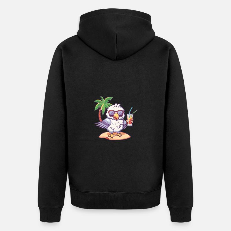 Eagle Summer Beach Comic - Unisex Premium Organic Zip Hoodie - black