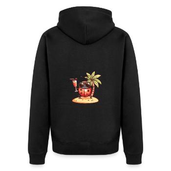 Marienkäfer Sommer Strand Comic - Unisex Premium Bio Zip Hoodie - Schwarz - Hinten - Nico (187cm)