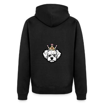 Pudel Hund Kopf Krone - Unisex Premium Bio Zip Hoodie - Schwarz - Hinten - Nico (187cm)