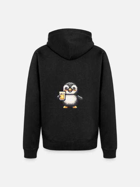 Penguin Beer Pixel - Unisex Premium Organic Zip Hoodie - black