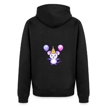 Mouse Birthday Comic - Unisex Premium Organic Zip Hoodie - black - Back - Nico (187cm)