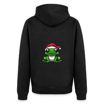 Frosch Weihnachten Niedlich - Unisex Premium Bio Zip Hoodie - Schwarz - Hinten - Nico (187cm)