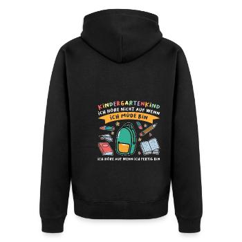 Kindergarten Anfang Kindergartenanfänger Geschenk - Unisex Premium Bio Zip Hoodie - Schwarz - Hinten - Nico (187cm)