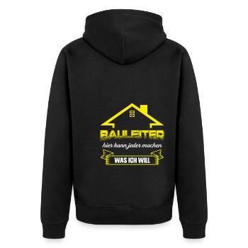 Bauleiter Bauaufsicht Bauarbeiter Geschenk - Unisex Premium Bio Zip Hoodie - Schwarz - Hinten - Nico (187cm)