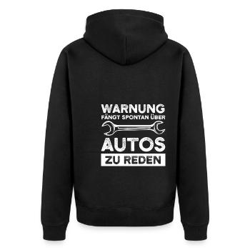 Auto Garage Mechaniker Geschenk - Unisex Premium Bio Zip Hoodie - Schwarz - Hinten - Nico (187cm)