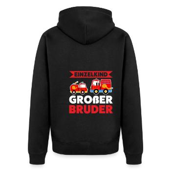 Großer Bruder Feuerwehr Brüder Geschenk - Unisex Premium Bio Zip Hoodie - Schwarz - Hinten - Nico (187cm)